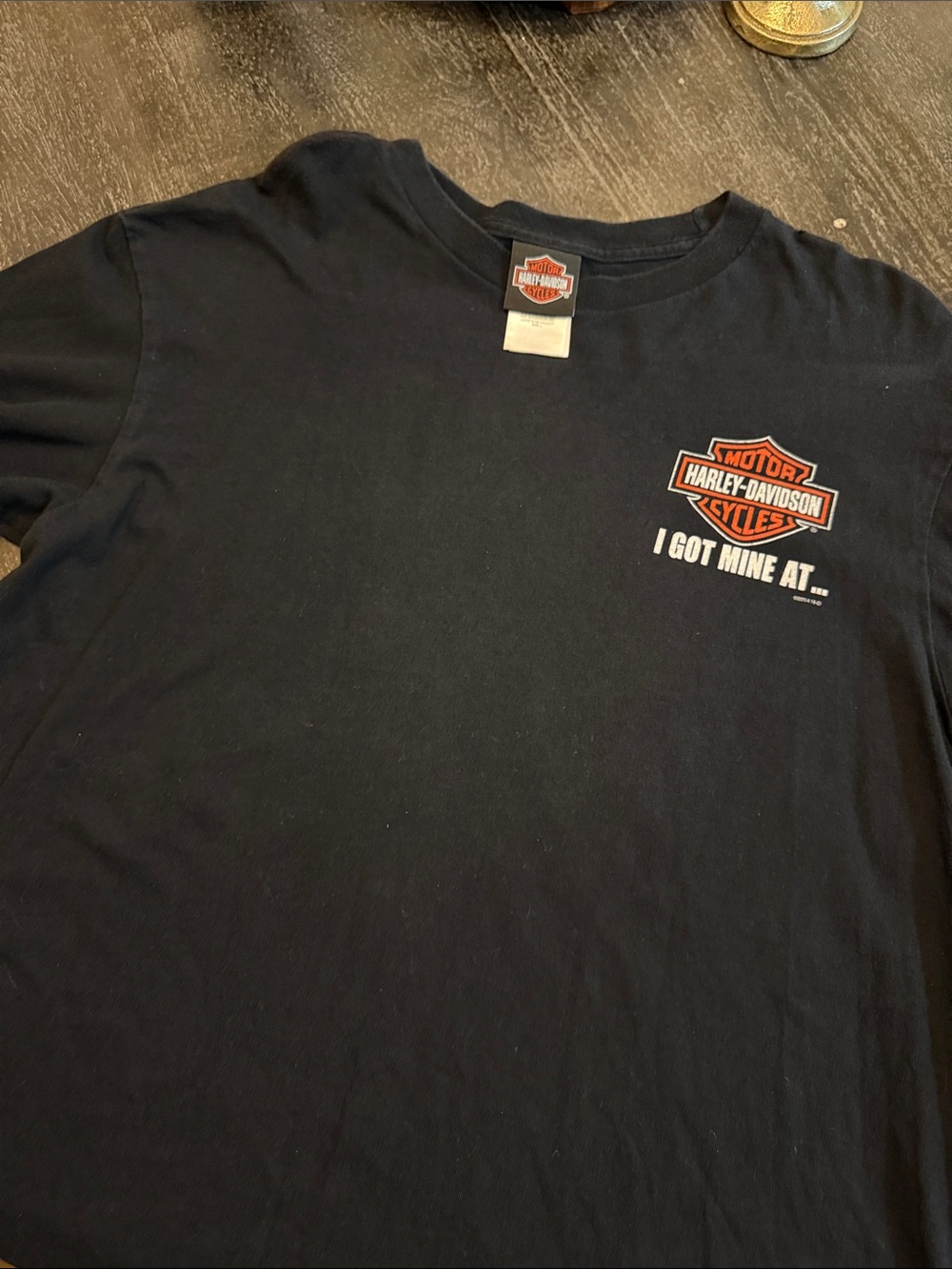 Harley-Davidson Black Short Sleeve Tee with Orange & White Logo,2014
